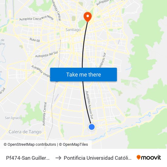Pf474-San Guillermo / Esq. Av. Eyzaguirre to Pontificia Universidad Católica De Chile - Campus Lo Contador map