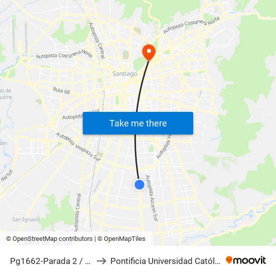 Pg1662-Parada 2 / Santo Tomás - Santa Rosa to Pontificia Universidad Católica De Chile - Campus Lo Contador map