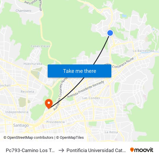 Pc793-Camino Los Trapenses / Esq. Valle Apacible to Pontificia Universidad Católica De Chile - Campus Lo Contador map