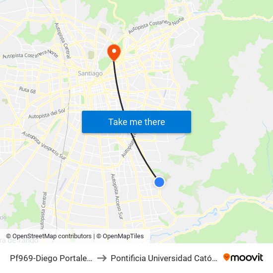 Pf969-Diego Portales / Esq. Avenida Las Torres to Pontificia Universidad Católica De Chile - Campus Lo Contador map