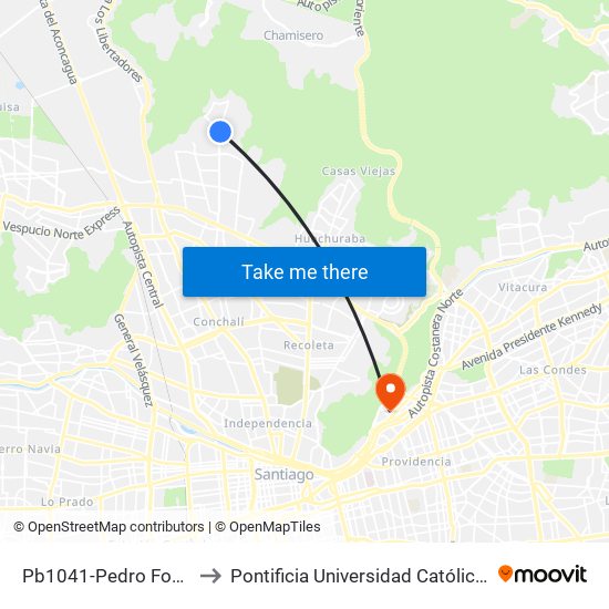 Pb1041-Pedro Fontova / Esq. El Carmen to Pontificia Universidad Católica De Chile - Campus Lo Contador map