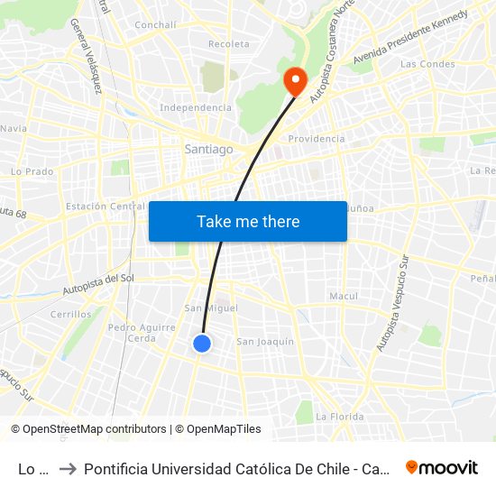 Lo Vial to Pontificia Universidad Católica De Chile - Campus Lo Contador map