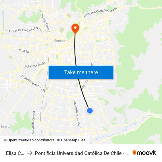 Elisa Correa to Pontificia Universidad Católica De Chile - Campus Lo Contador map