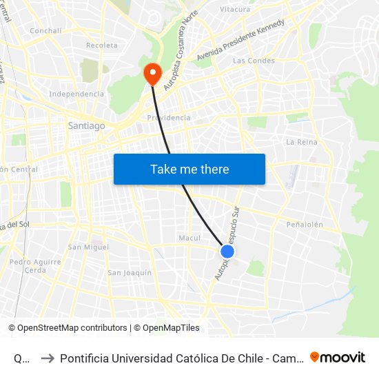 Quilín to Pontificia Universidad Católica De Chile - Campus Lo Contador map