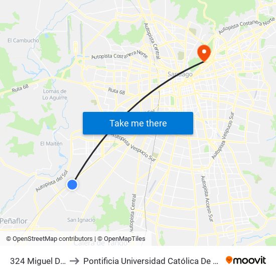 324 Miguel De Cervantes to Pontificia Universidad Católica De Chile - Campus Lo Contador map