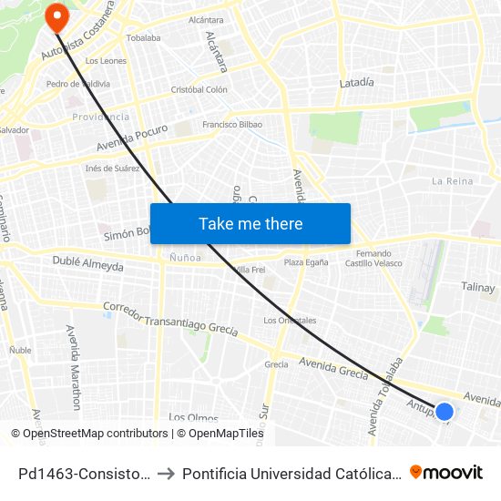 Pd1463-Consistorial / Esq. Antupirén to Pontificia Universidad Católica De Chile - Campus Lo Contador map