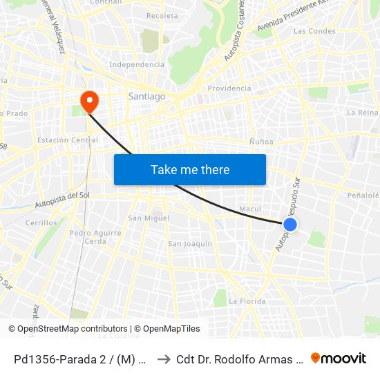 Pd1356-Parada 2 / (M) Quilín to Cdt Dr. Rodolfo Armas Cruz map