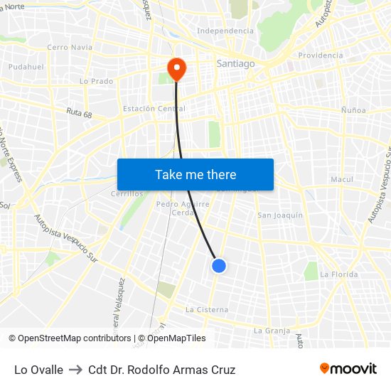 Lo Ovalle to Cdt Dr. Rodolfo Armas Cruz map