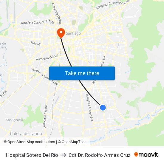 Hospital Sótero Del Río to Cdt Dr. Rodolfo Armas Cruz map