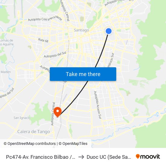 Pc474-Av. Francisco Bilbao / Esq. Amapolas to Duoc UC (Sede San Bernardo) map