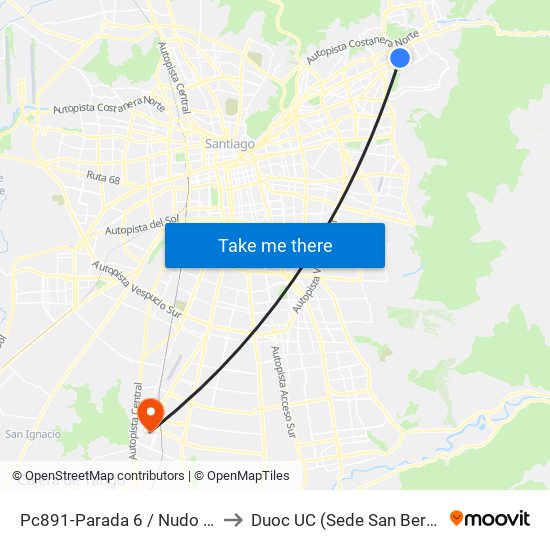 Pc891-Parada 6 / Nudo Estoril to Duoc UC (Sede San Bernardo) map