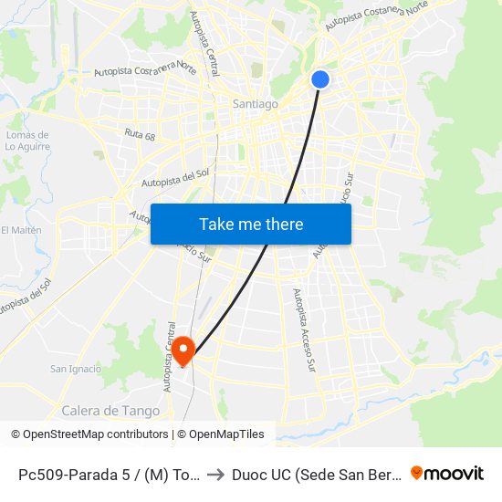 Pc509-Parada 5 / (M) Tobalaba to Duoc UC (Sede San Bernardo) map