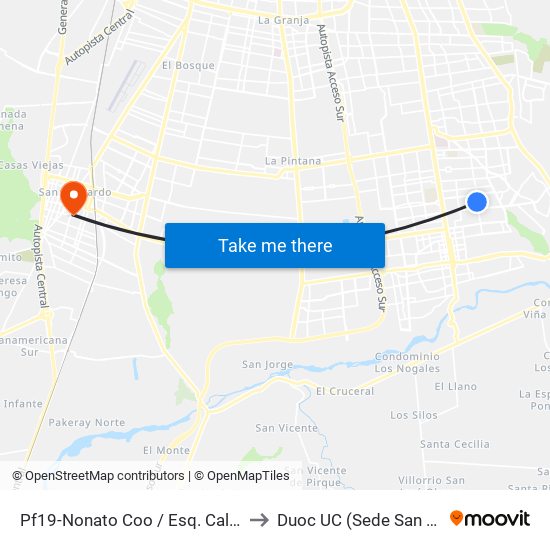 Pf19-Nonato Coo / Esq. Caleta Barquito to Duoc UC (Sede San Bernardo) map
