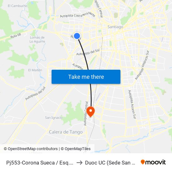 Pj553-Corona Sueca / Esq. Tupungato to Duoc UC (Sede San Bernardo) map