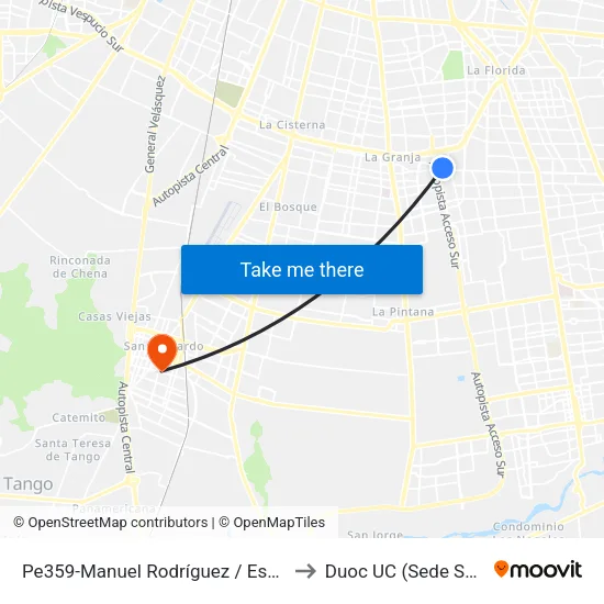 Pe359-Manuel Rodríguez / Esq. Robinson Crusoe to Duoc UC (Sede San Bernardo) map
