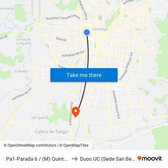 Pa1-Parada 6 / (M) Quinta Normal to Duoc UC (Sede San Bernardo) map