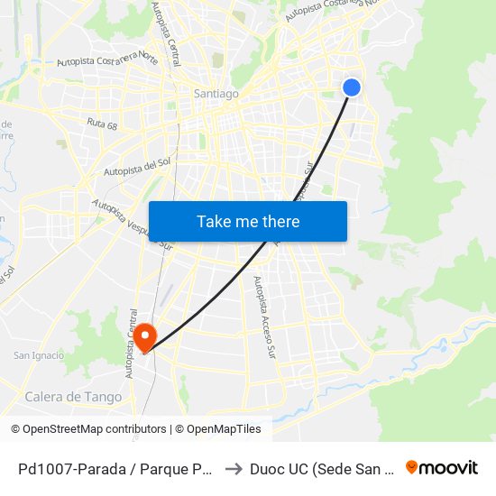Pd1007-Parada / Parque Padre Hurtado to Duoc UC (Sede San Bernardo) map