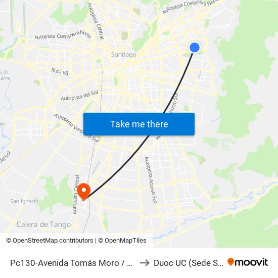 Pc130-Avenida Tomás Moro / Esq. Alejandro Fleming to Duoc UC (Sede San Bernardo) map