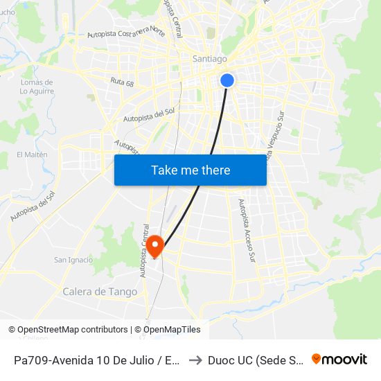 Pa709-Avenida 10 De Julio / Esq. Camilo Henríquez to Duoc UC (Sede San Bernardo) map