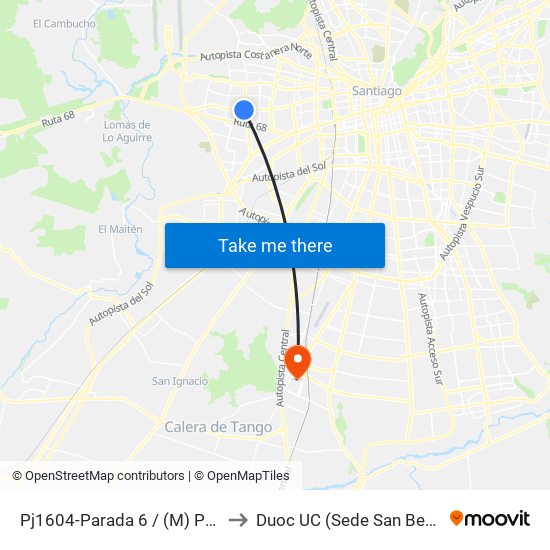 Pj1604-Parada 6 / (M) Pudahuel to Duoc UC (Sede San Bernardo) map