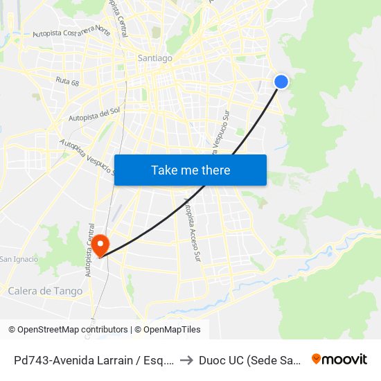 Pd743-Avenida Larrain / Esq. Julia Bernstein to Duoc UC (Sede San Bernardo) map