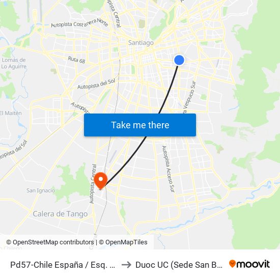 Pd57-Chile España / Esq. Cervantes to Duoc UC (Sede San Bernardo) map
