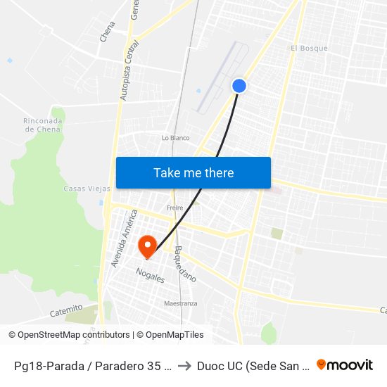 Pg18-Parada / Paradero 35 Gran Avenida to Duoc UC (Sede San Bernardo) map