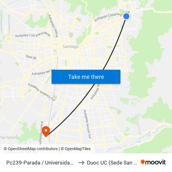 Pc239-Parada / Universidad Del Pacífico to Duoc UC (Sede San Bernardo) map