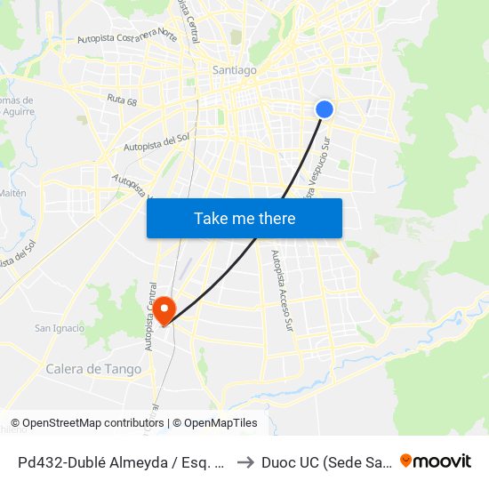 Pd432-Dublé Almeyda / Esq. Ramón Cruz Montt to Duoc UC (Sede San Bernardo) map