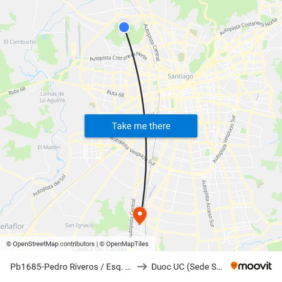 Pb1685-Pedro Riveros / Esq. Avenida Las Torres to Duoc UC (Sede San Bernardo) map