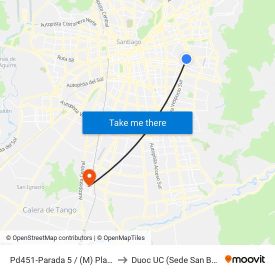 Pd451-Parada 5 / (M) Plaza Egaña to Duoc UC (Sede San Bernardo) map
