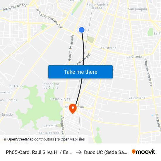 Ph65-Card. Raúl Silva H. / Esq. Pasaje 23 Sur to Duoc UC (Sede San Bernardo) map
