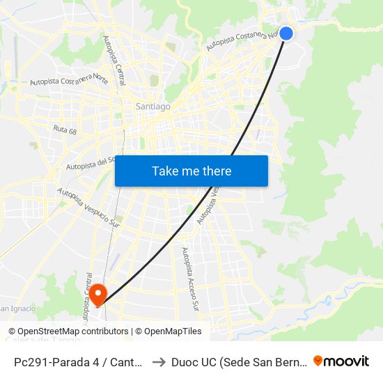 Pc291-Parada 4 / Cantagallo to Duoc UC (Sede San Bernardo) map