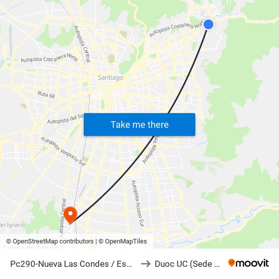 Pc290-Nueva Las Condes / Esq. Sn. Francisco De Asís to Duoc UC (Sede San Bernardo) map