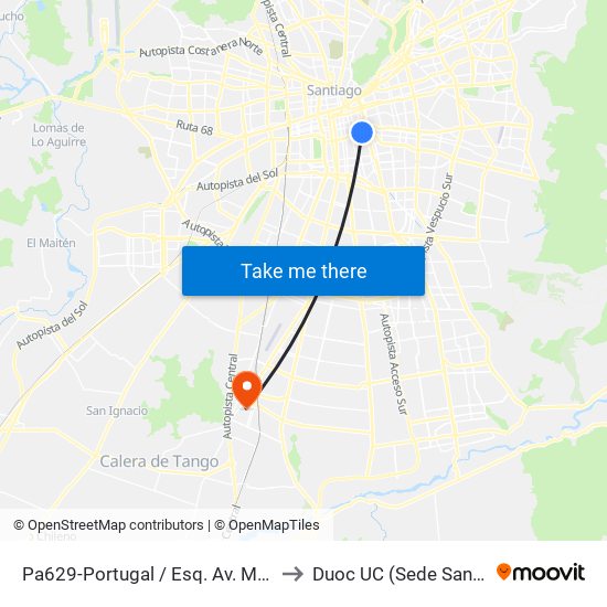 Pa629-Portugal / Esq. Av. Manuel A. Matta to Duoc UC (Sede San Bernardo) map