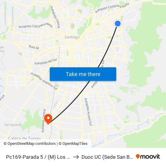 Pc169-Parada 5 / (M) Los Dominicos to Duoc UC (Sede San Bernardo) map