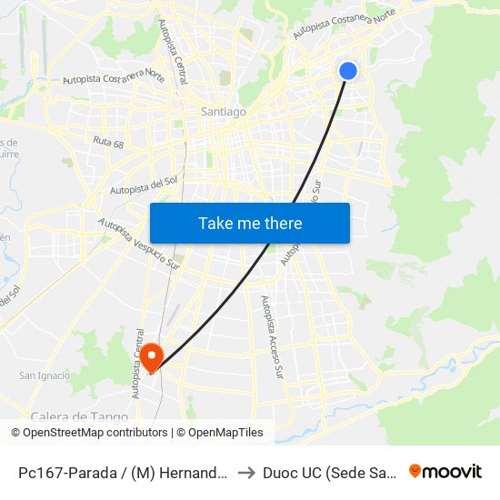 Pc167-Parada / (M) Hernando De Magallanes to Duoc UC (Sede San Bernardo) map