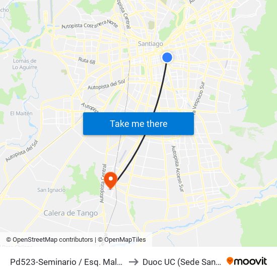 Pd523-Seminario / Esq. Malaquías Concha to Duoc UC (Sede San Bernardo) map