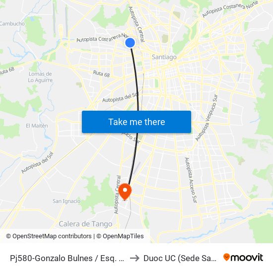 Pj580-Gonzalo Bulnes / Esq. Dr. Marcelo Fitte to Duoc UC (Sede San Bernardo) map