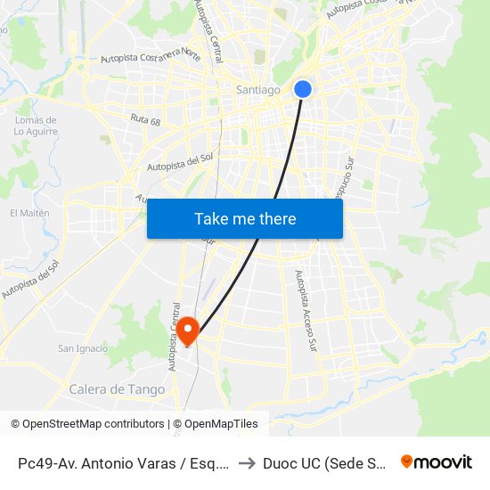 Pc49-Av. Antonio Varas / Esq. Av. Eliodoro Yáñez to Duoc UC (Sede San Bernardo) map