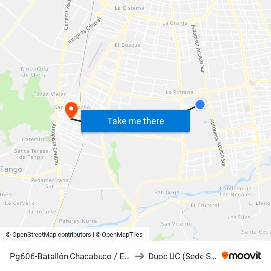 Pg606-Batallón Chacabuco / Esq. Soldado Martínez to Duoc UC (Sede San Bernardo) map