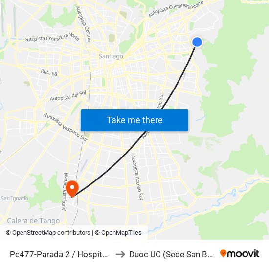 Pc477-Parada 2 / Hospital Dipreca to Duoc UC (Sede San Bernardo) map