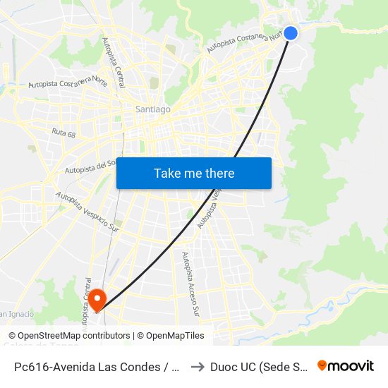 Pc616-Avenida Las Condes / Esq. Sn. Fco. De Asís to Duoc UC (Sede San Bernardo) map