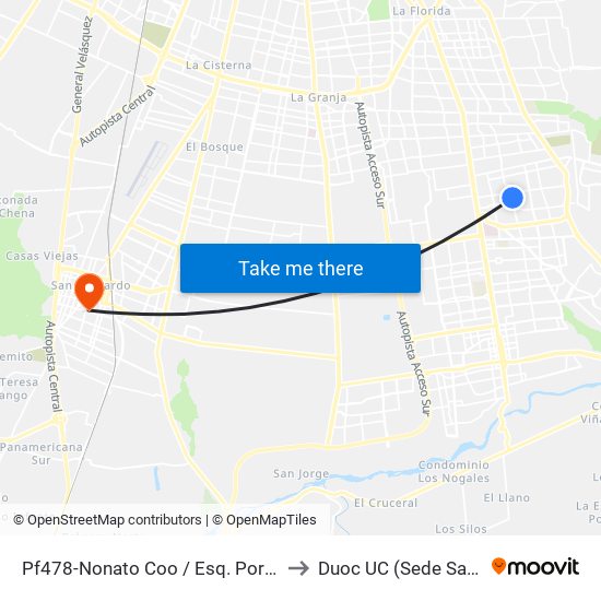 Pf478-Nonato Coo / Esq. Portezuelo De Colina to Duoc UC (Sede San Bernardo) map