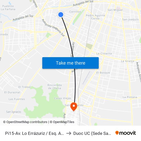 Pi15-Av. Lo Errázuriz / Esq. Avenida Cerrillos to Duoc UC (Sede San Bernardo) map
