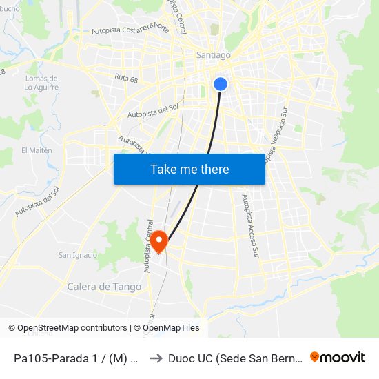 Pa105-Parada 1 / (M) Matta to Duoc UC (Sede San Bernardo) map