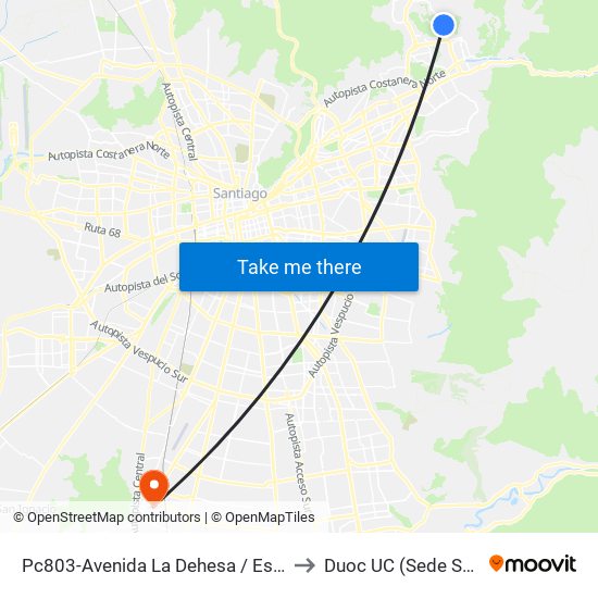 Pc803-Avenida La Dehesa / Esq. Cerro Sierra Bella to Duoc UC (Sede San Bernardo) map