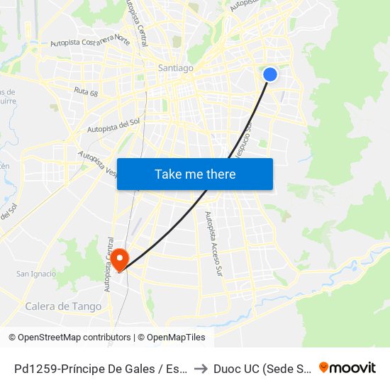 Pd1259-Príncipe De Gales / Esq. Salvador Izquierdo to Duoc UC (Sede San Bernardo) map