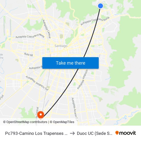 Pc793-Camino Los Trapenses / Esq. Valle Apacible to Duoc UC (Sede San Bernardo) map