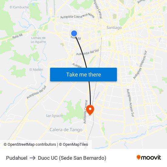 Pudahuel to Duoc UC (Sede San Bernardo) map